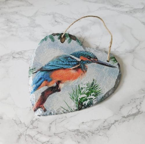 Kingfisher Hanging Slate Heart