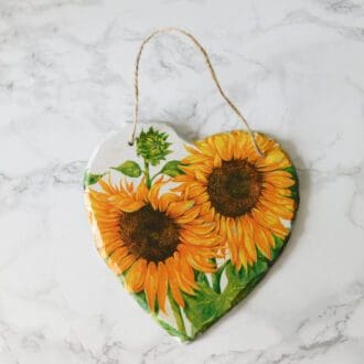 sunflower hanging slate heart