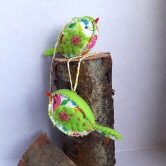 Spring Green Felt and Fabric handmade bird