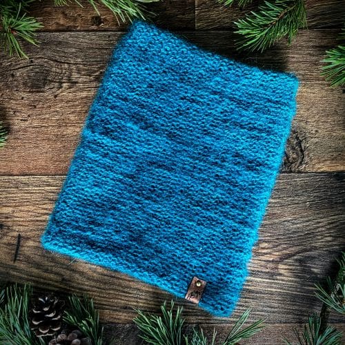 Brushed wool knitted neck warmer in rich teal