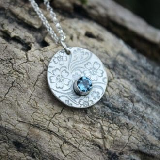 willow and twigg london blue topaz and sterling silver disc pendant necklace 01
