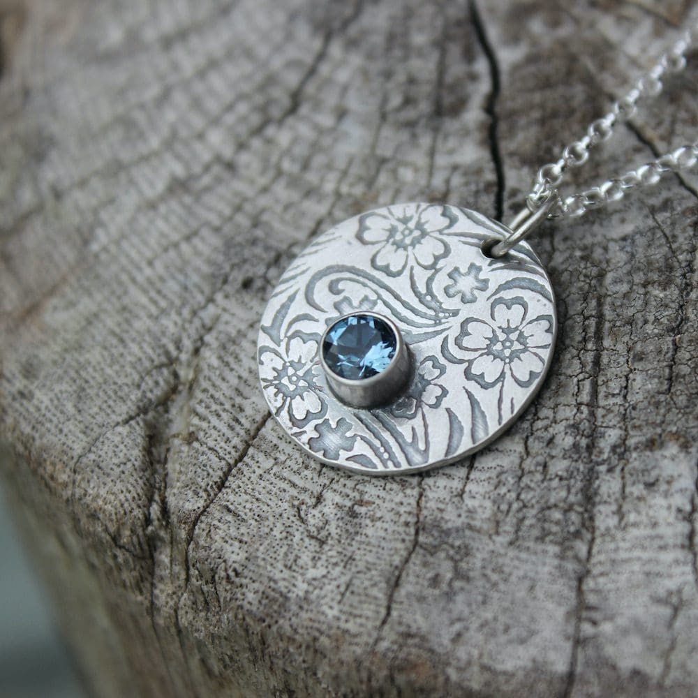 willow and twigg london blue topaz and sterling silver disc pendant necklace