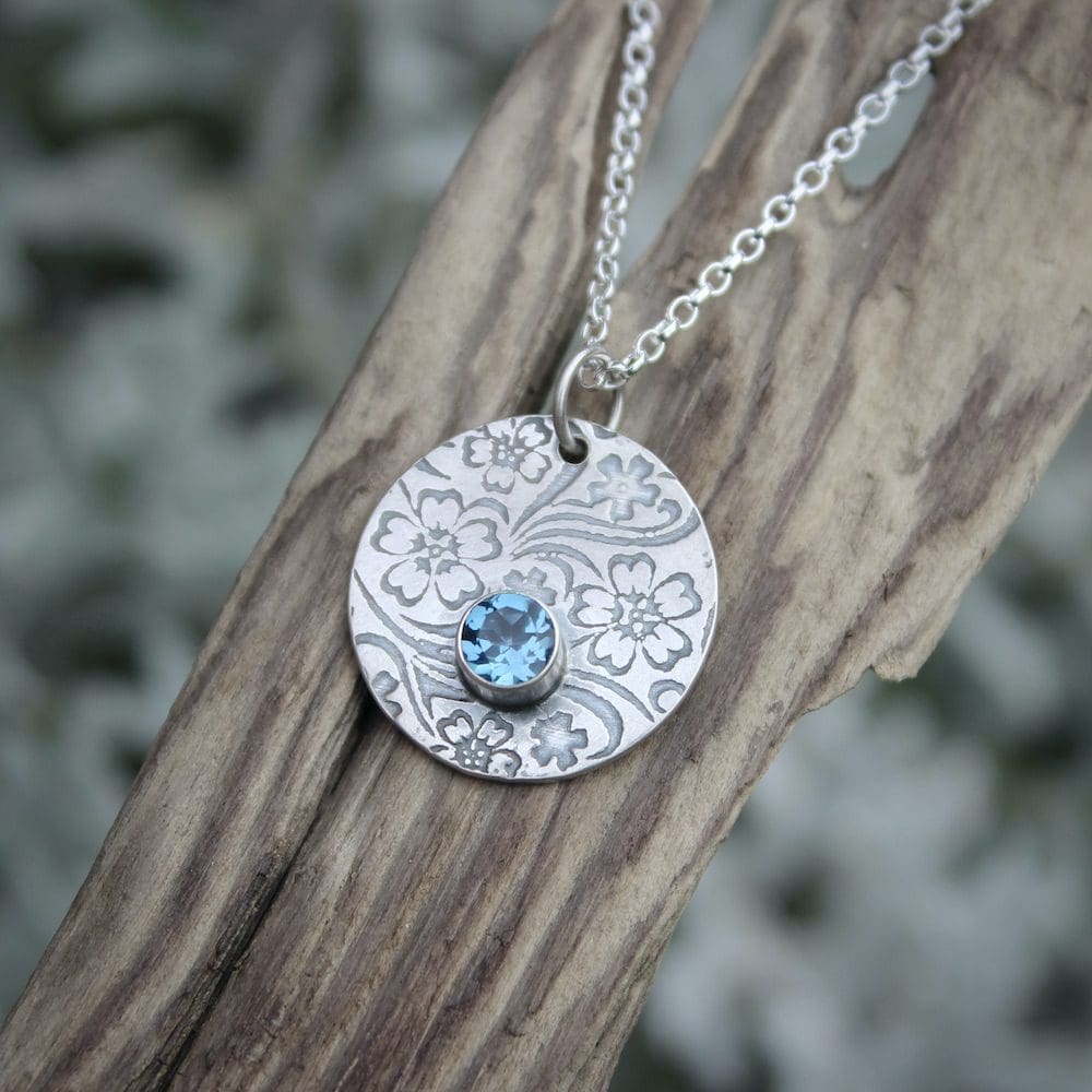 willow and twigg london blue topaz and sterling silver disc pendant necklace