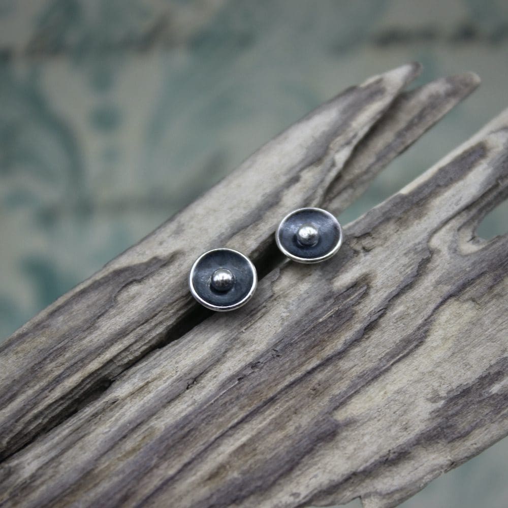 willow and twigg sterling silver disc stud earrings