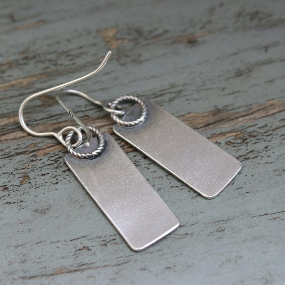 willow and twigg sterling silver rectangular scroll pattern drop earrings