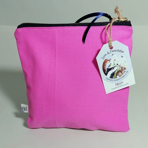 pink back of cotton zipper case