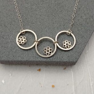 handmade sterling silver circle bubble flower necklace