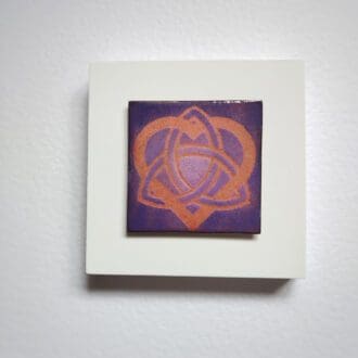 Copper enamelled tile - purple celtic know love heart