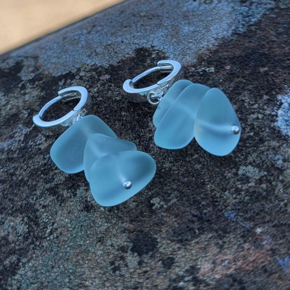 silver and seaglass earrings