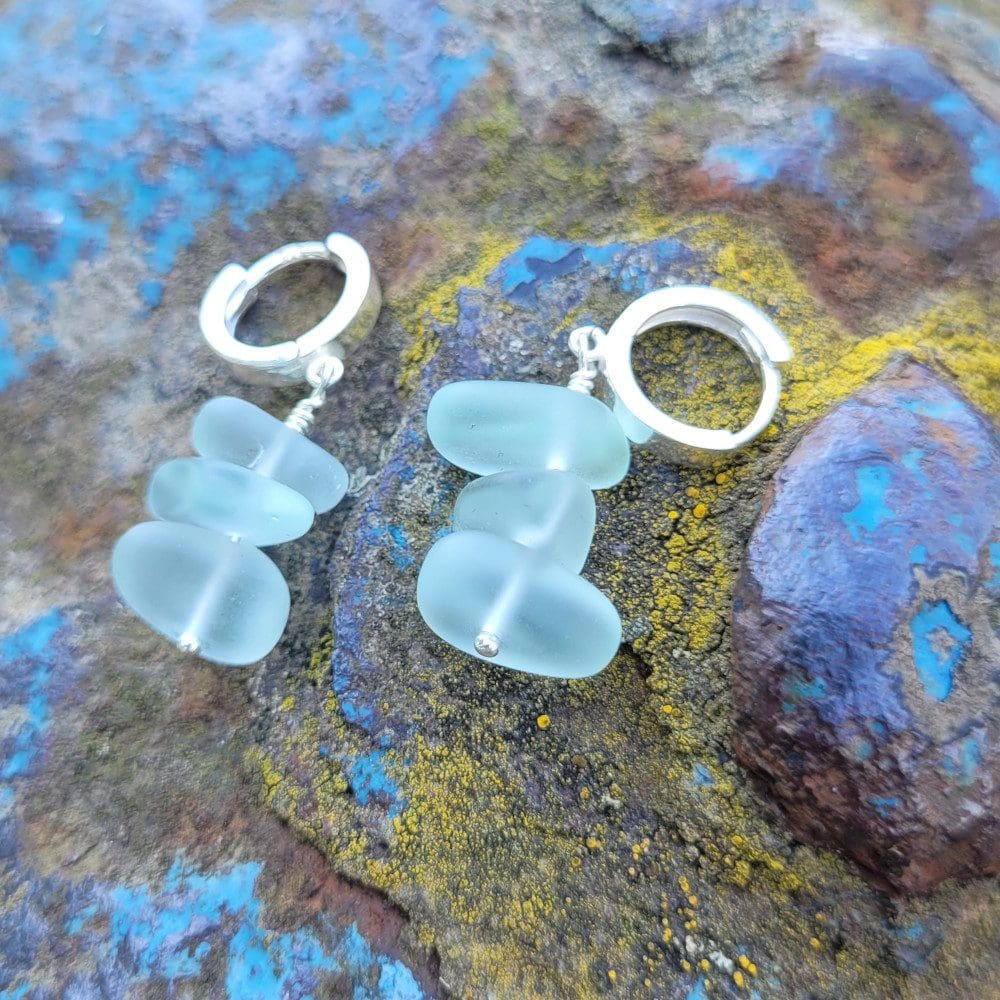 silver and seaglass earrings