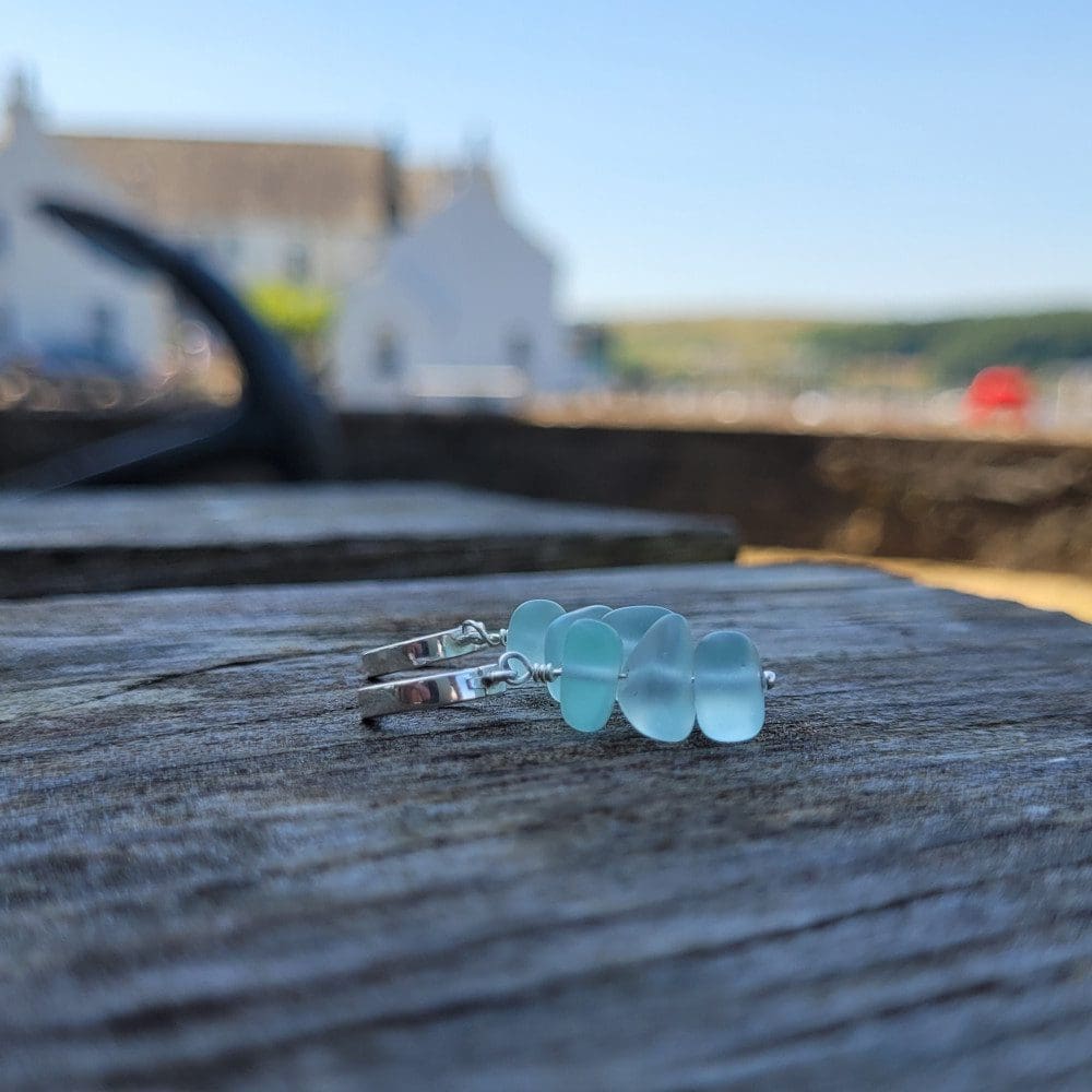 silver and seaglass earrings