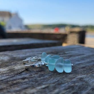silver and seaglass earrings