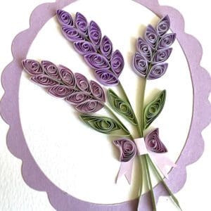 Birthday card with quilled lavender for grandma