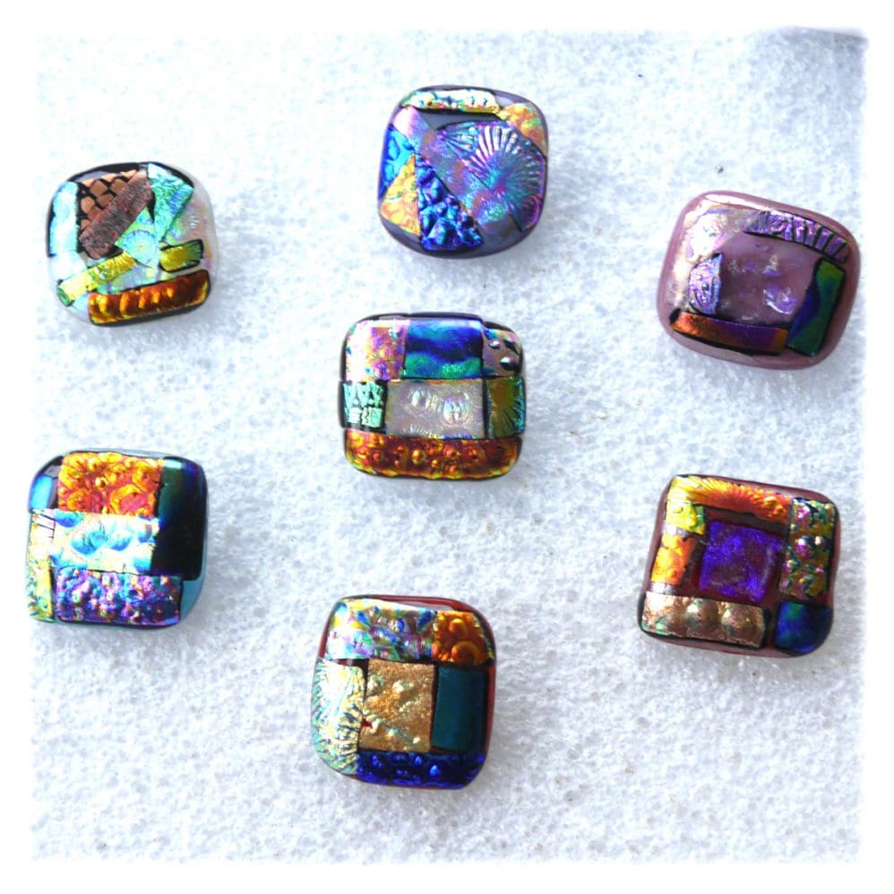 fused glass brooch dichroic patchwork