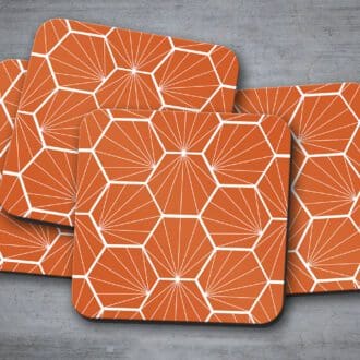orange hexagons coasters
