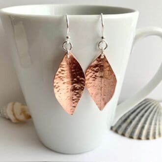 Copper Dangle Leaf Earrings