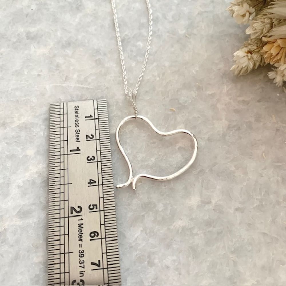 Dimpled wire sterling silver heart pendant