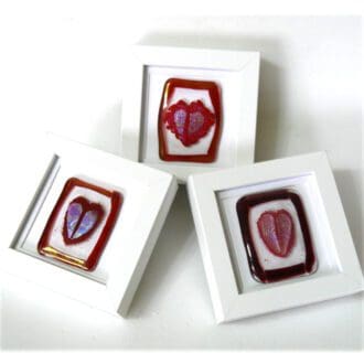 Fused heart mini box framed glass picture