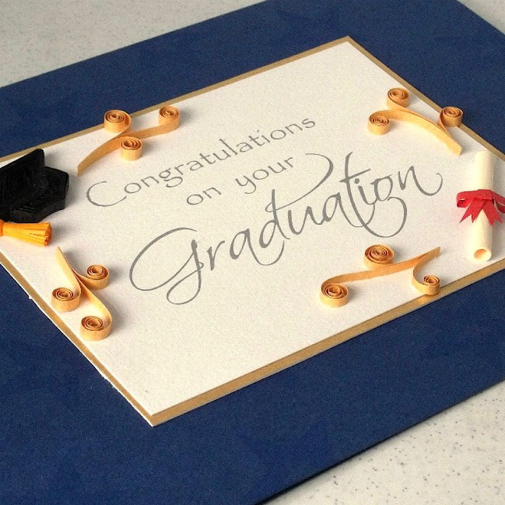 Graduation congratulations card, quilled, handmade