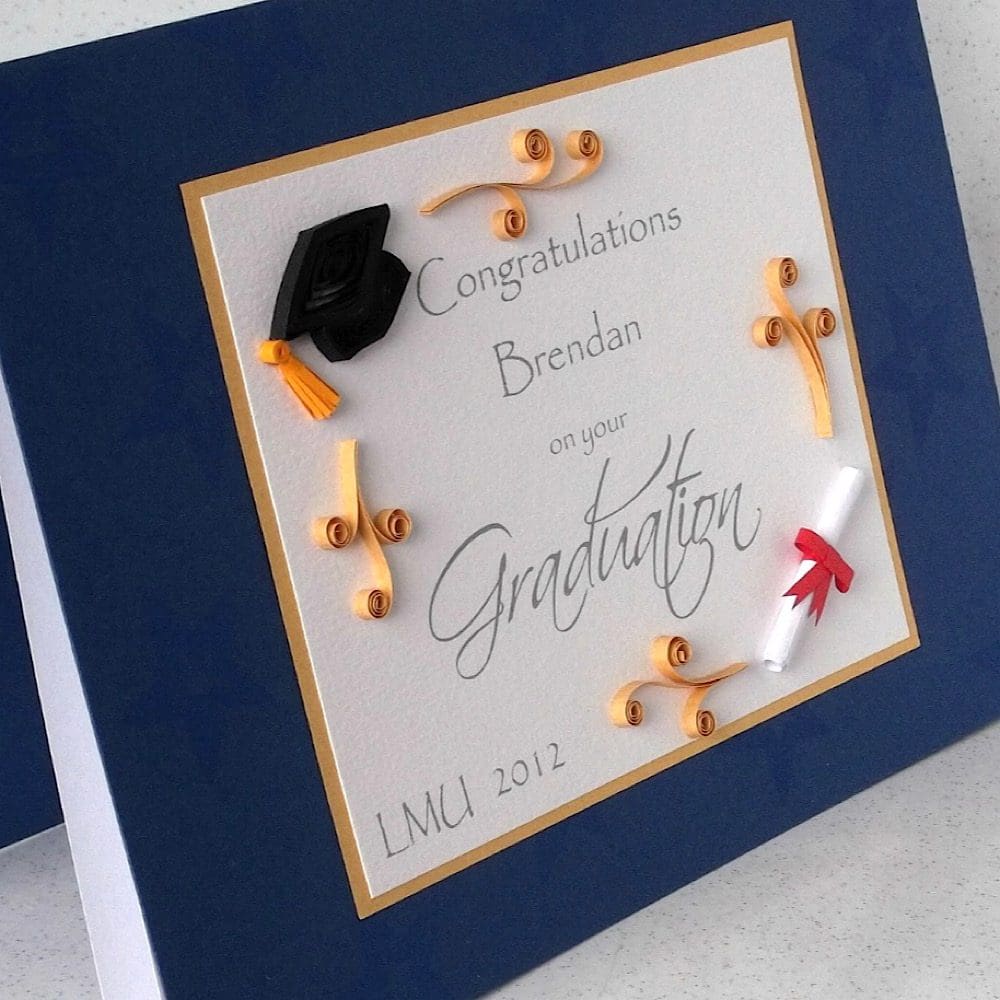 Personalised quilled graduation congratulations card