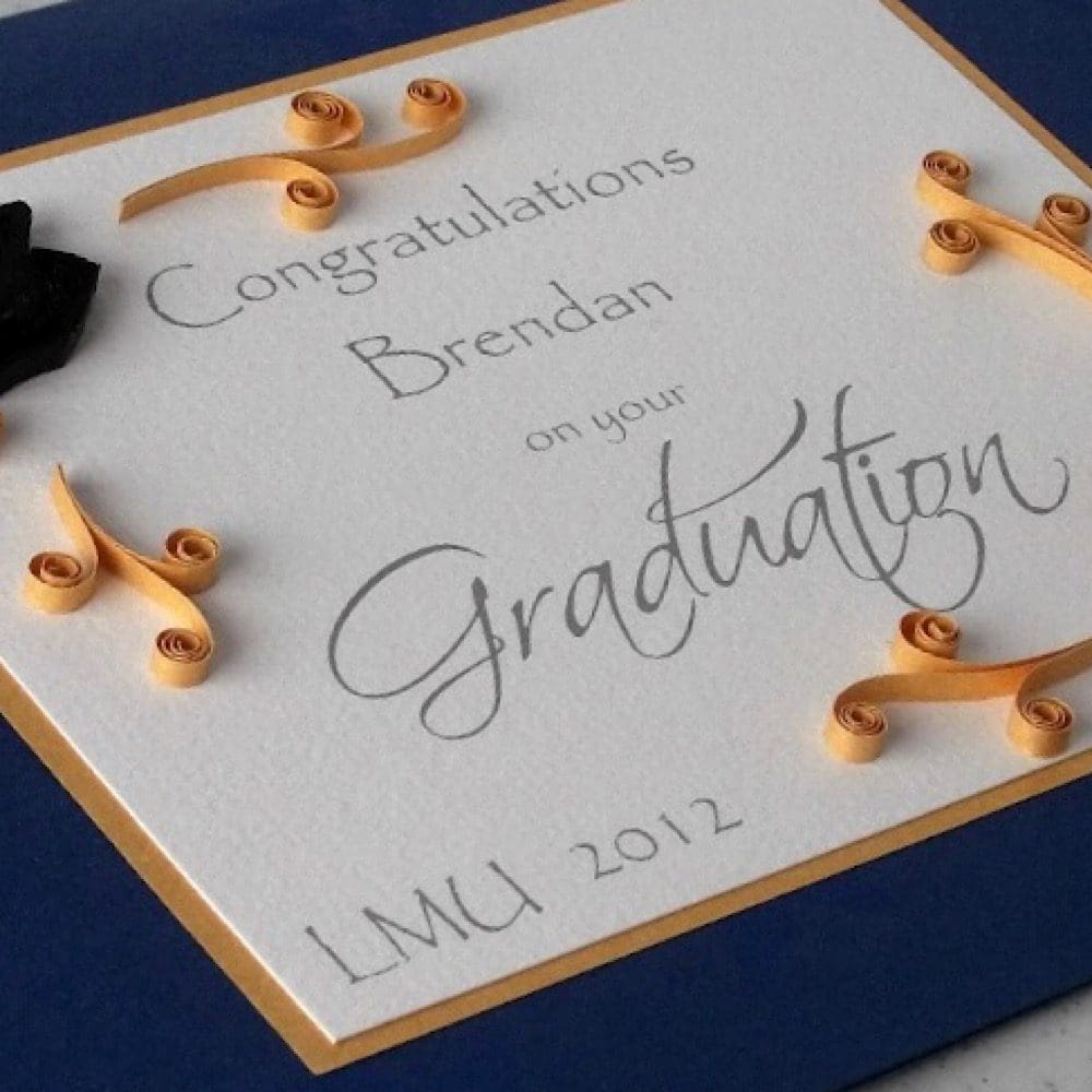 Personalised quilled graduation congratulations card