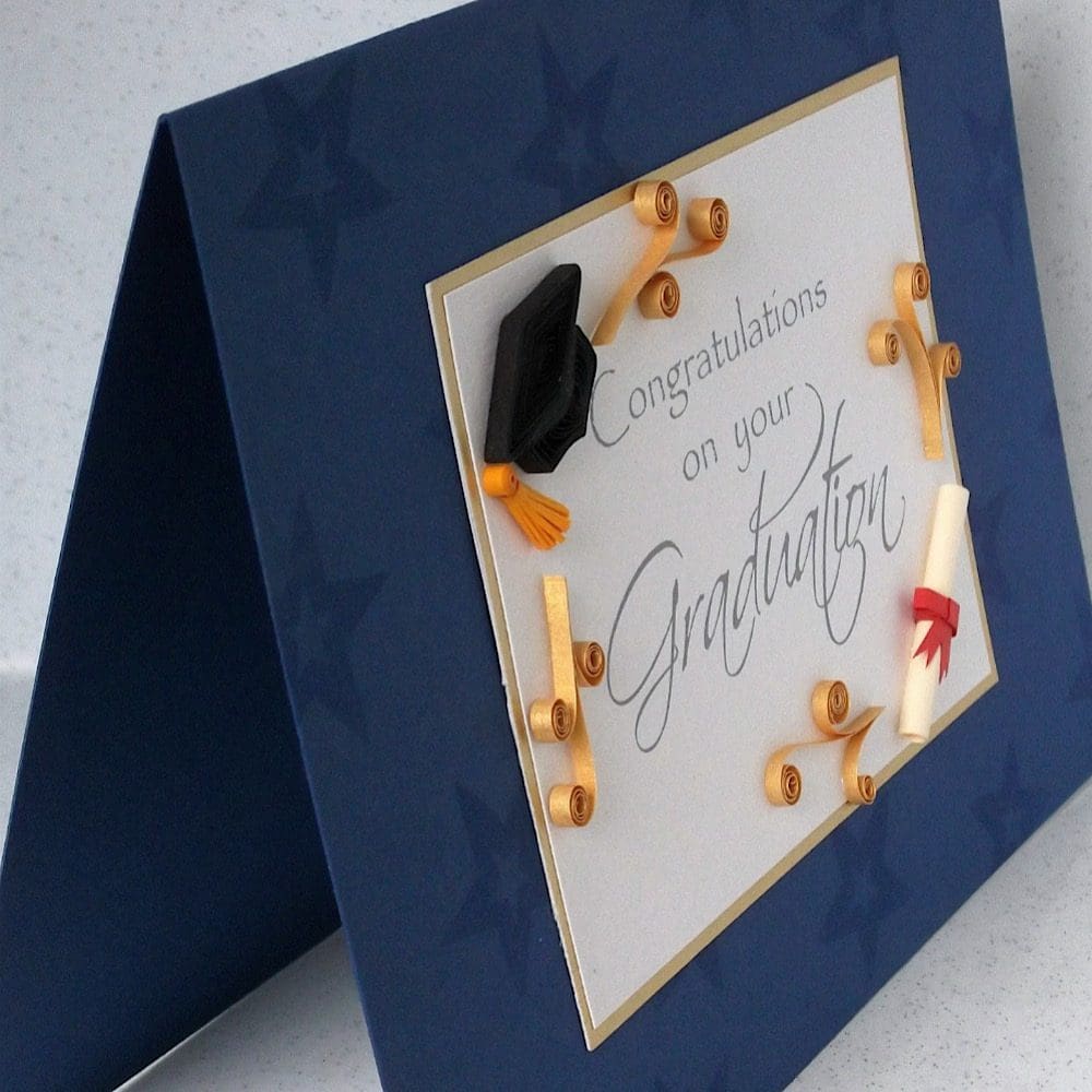Graduation congratulations card, quilled, handmade
