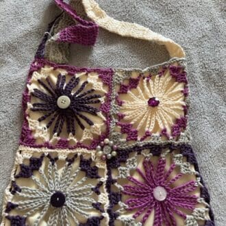 crocheted flower bag