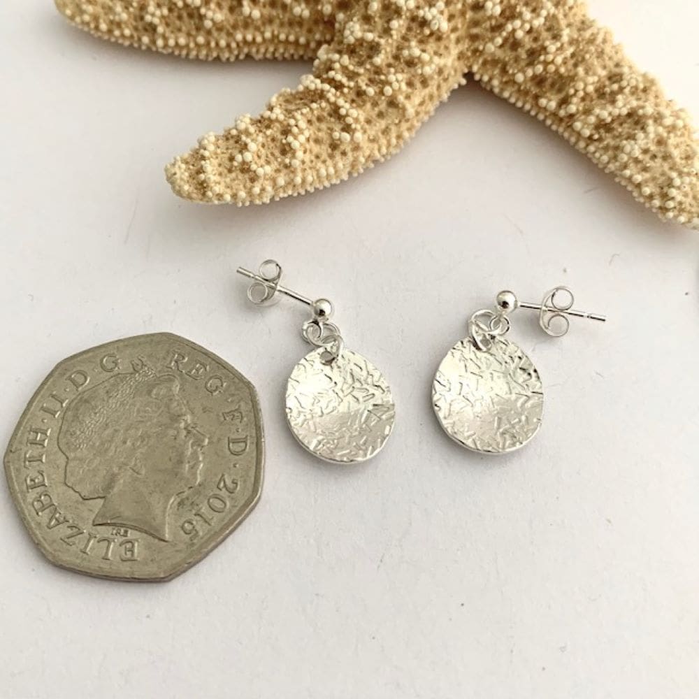 Little Oval Textured 925-Silver Stud Earrings