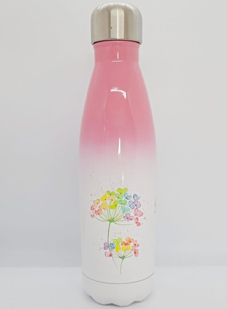 Water bottle / flask in green with Magical Blooms artwork