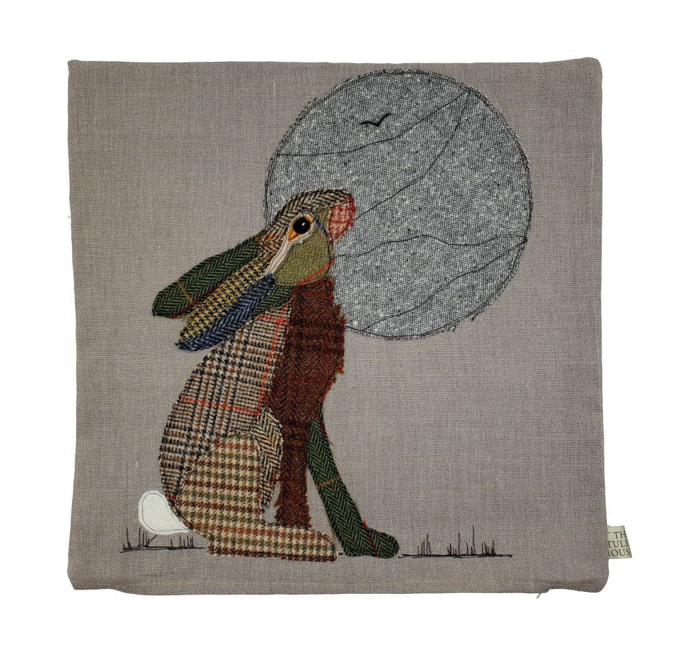 Applique moon gazing hare cushion