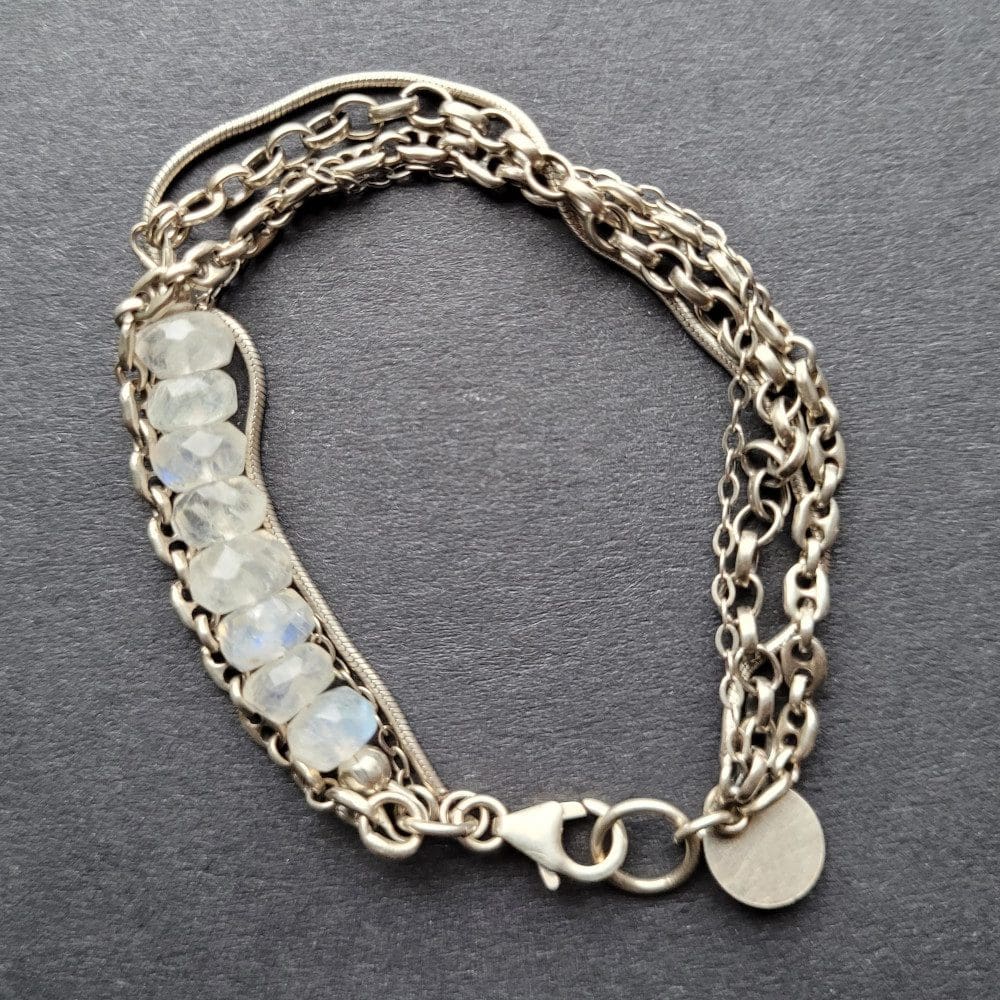 Moonstone and silver bracelet