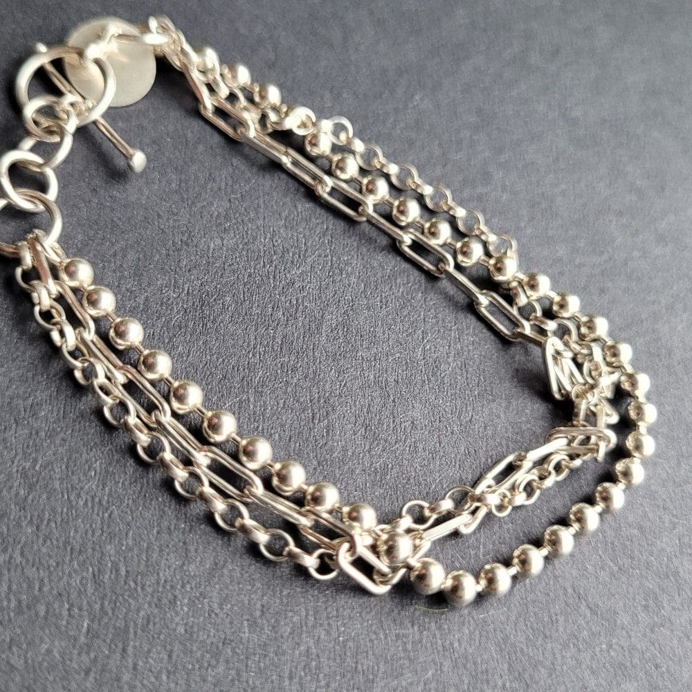 multi strand bracelet in sterling silver