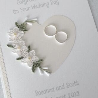 Personalised quilled handmade wedding card