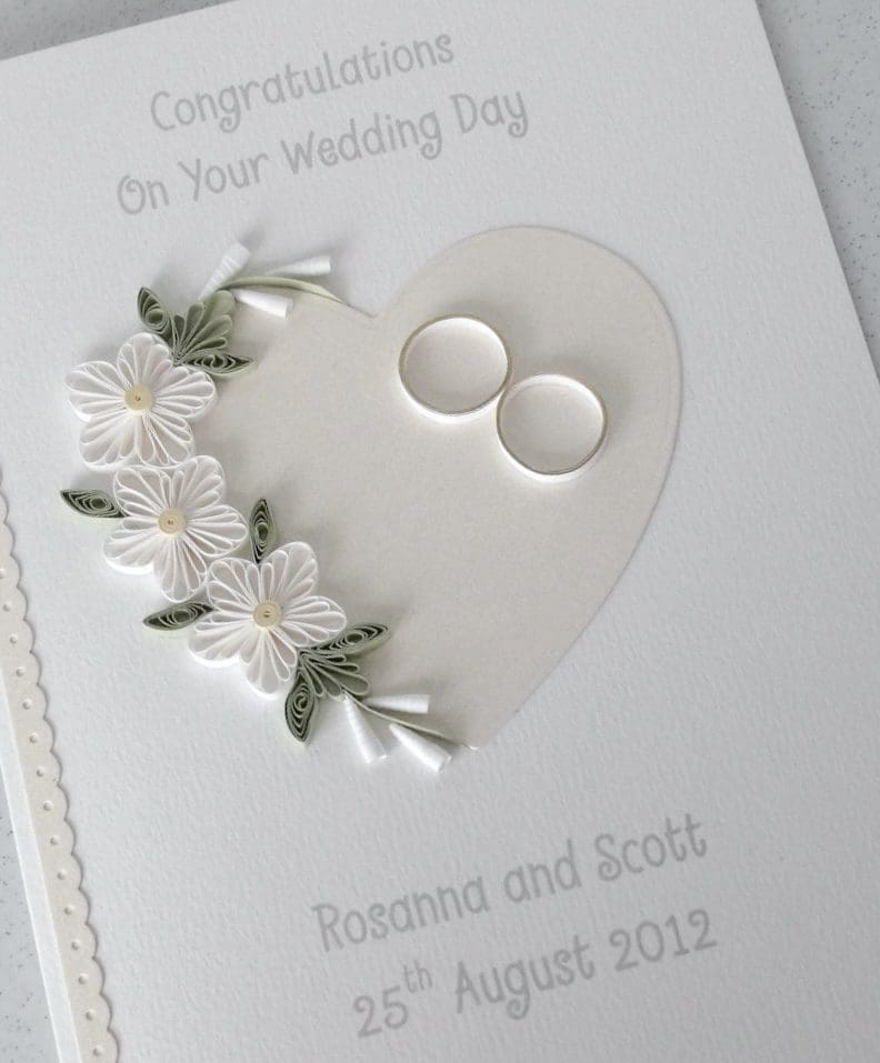 Personalised quilled handmade wedding card