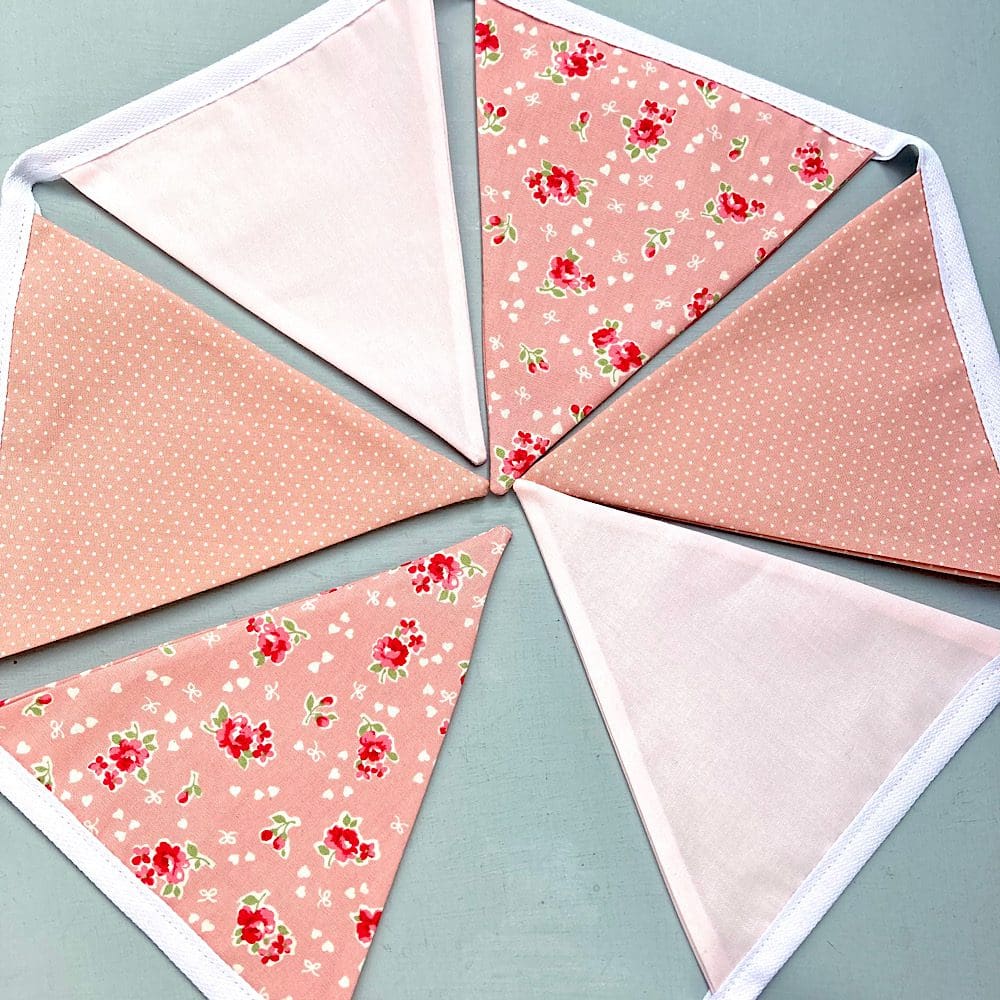 Pink Floral Bunting close up