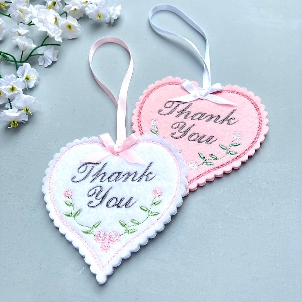 Thank You embroidered hearts