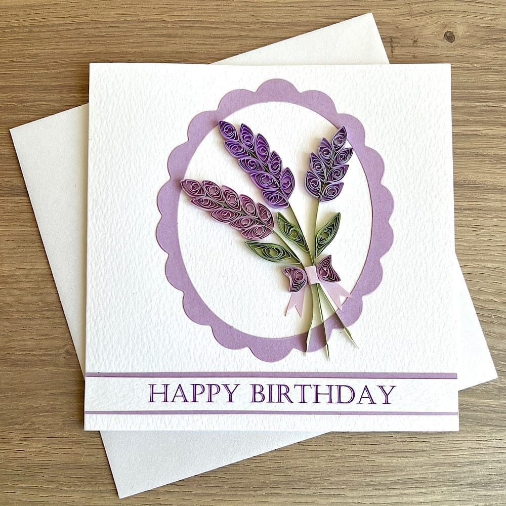 Handmade special birthday card with quilling