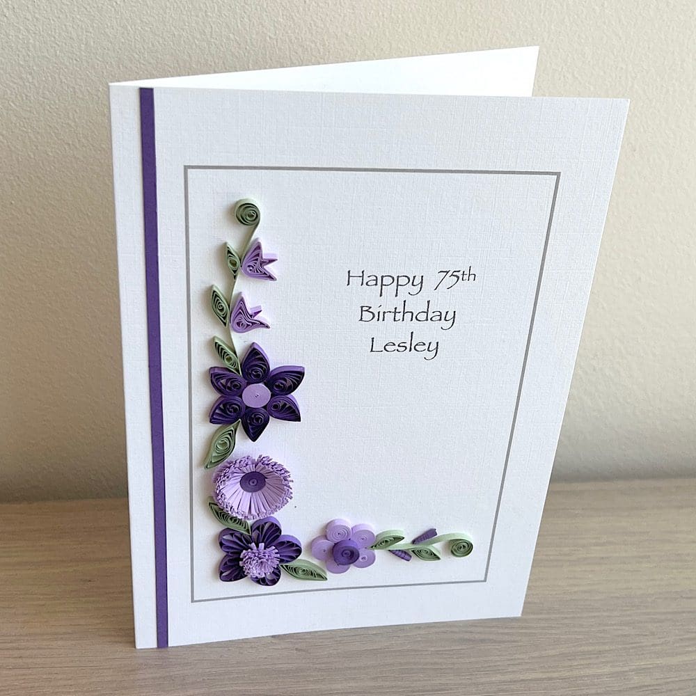 Handmade quilled 75th birthday card, personalised, any age 40th, 50th ...