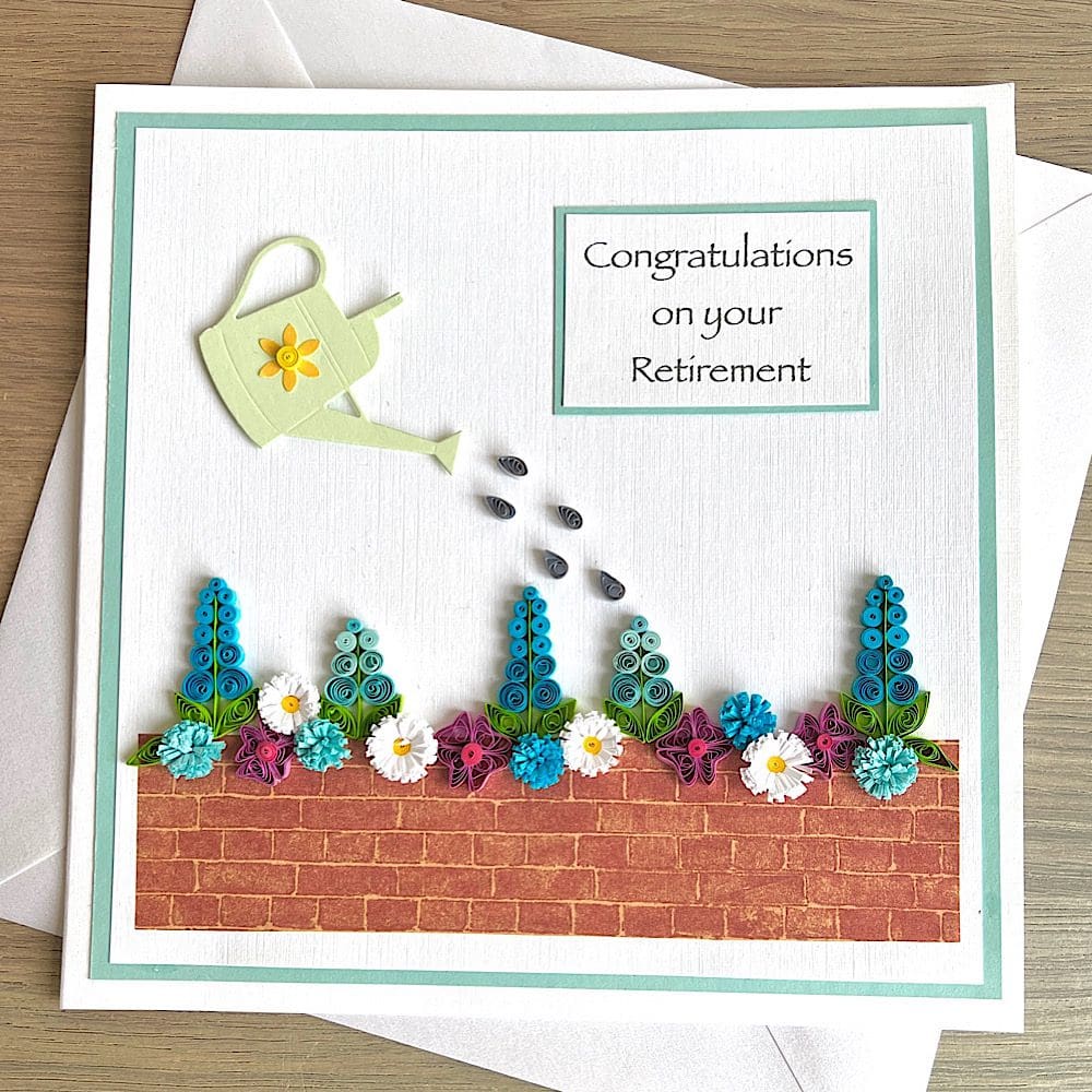 Congratulations retirement card with quilling flowers garden