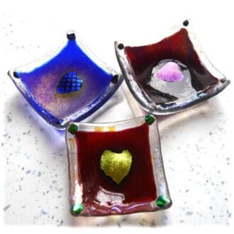 Ring dish fused glass earring heart
