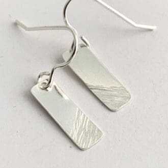 Sterling silver bar line textured dangle earrings