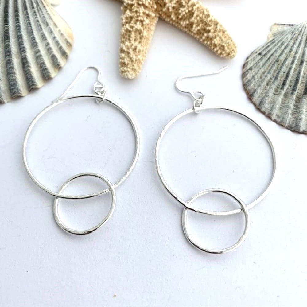 Sterling silver dangle hoop earrings
