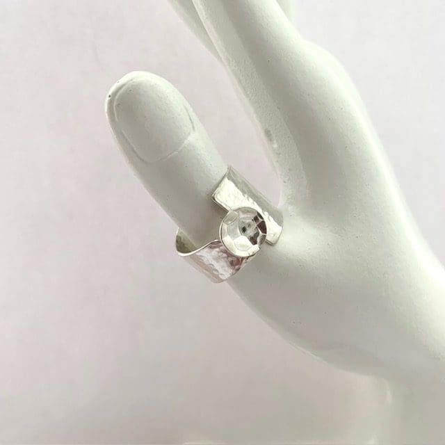 Sterling silver patterned wide ring