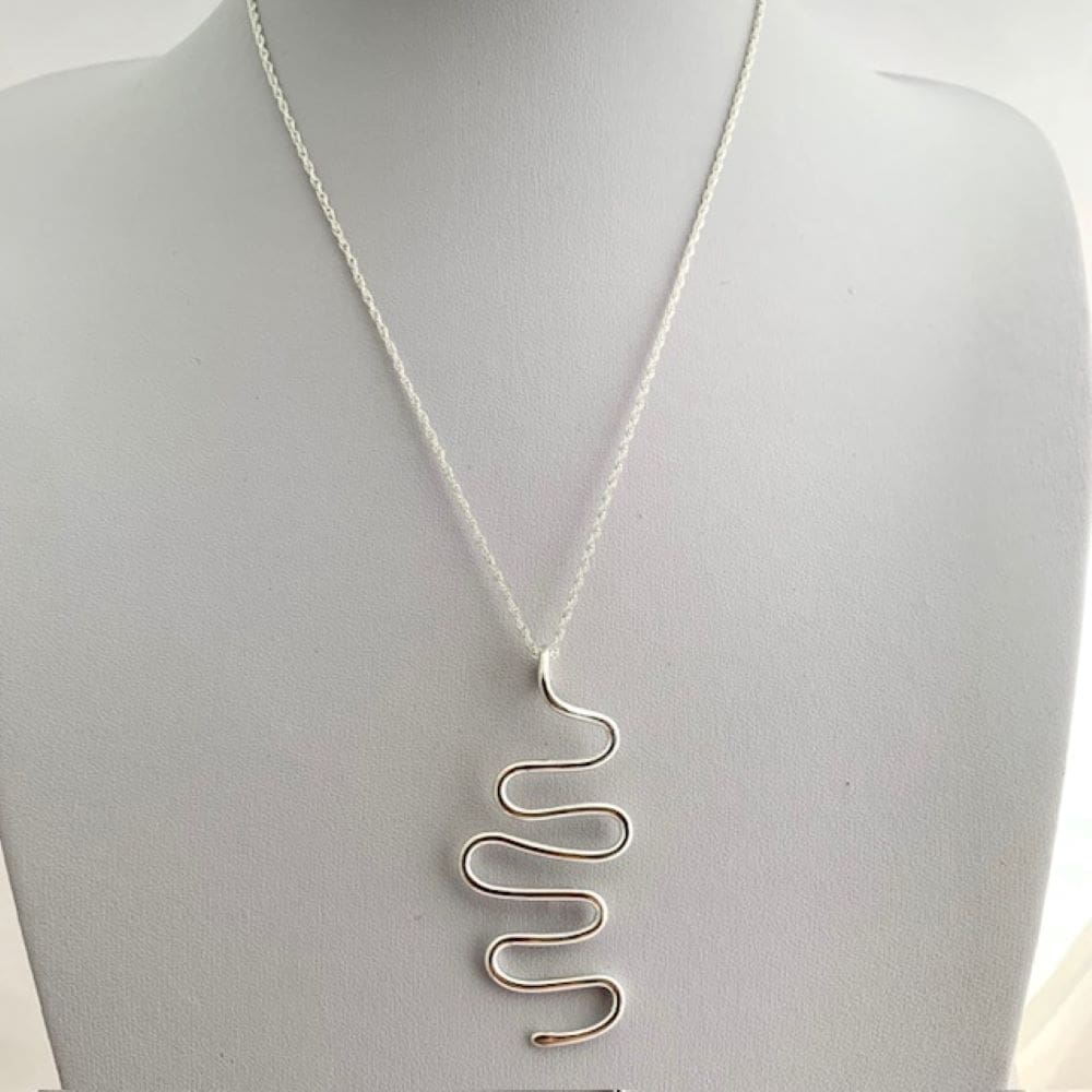 Sterling silver squiggle wavy necklace