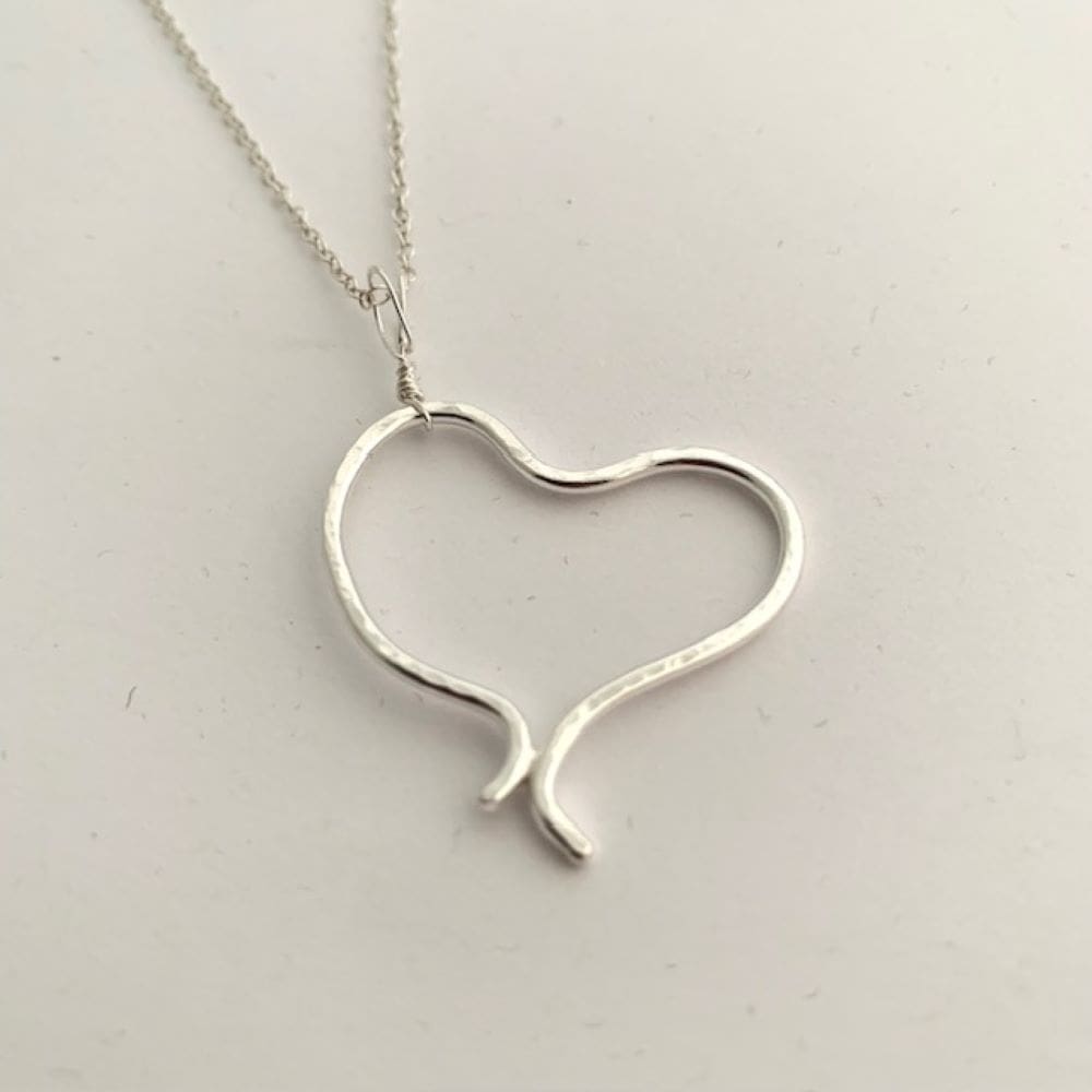 Sterling silver wire heart necklace