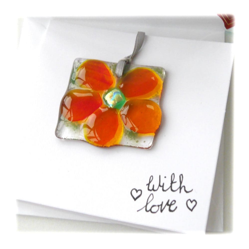 Fused glass flower hanging card letterbox gift