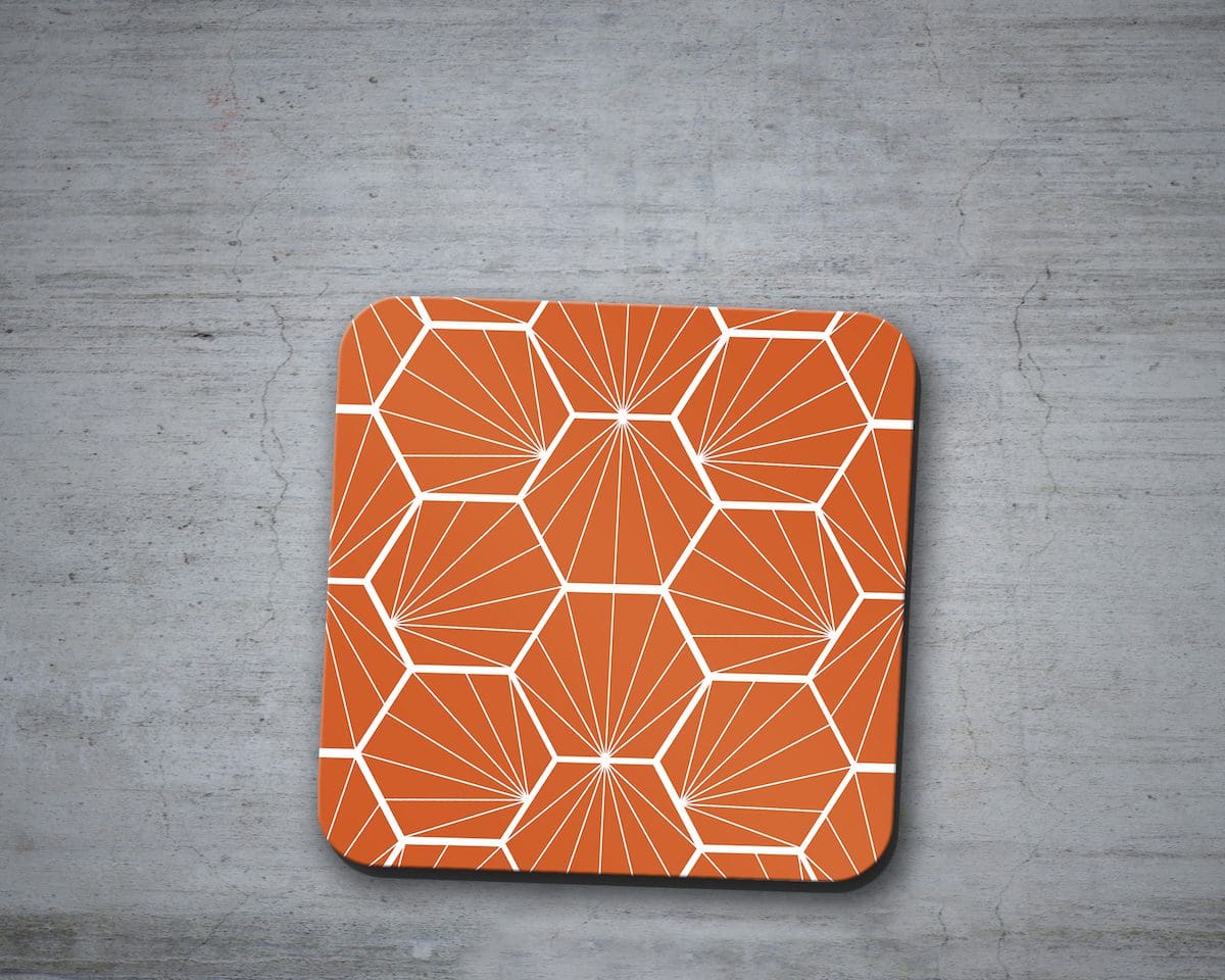 orange hexagons coasters