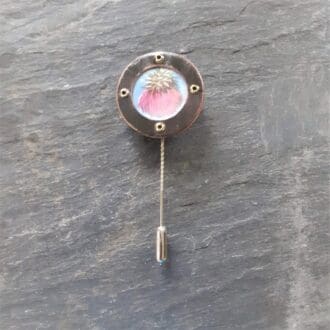 Copper and flower image brooch stick pin