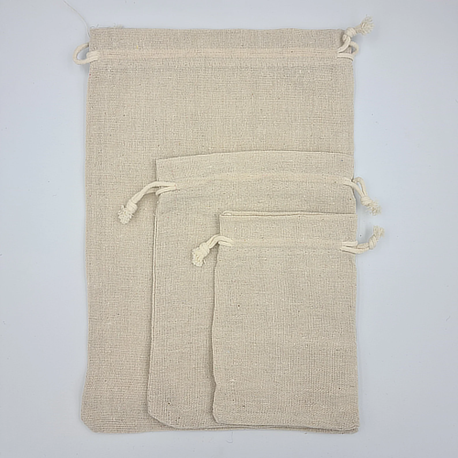 Cotton drawstring bags sizes small medium large