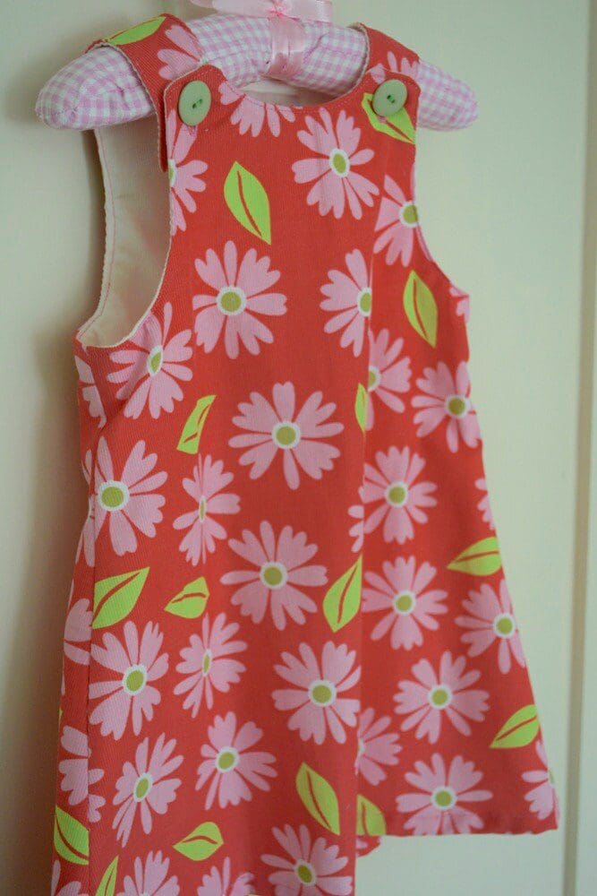 Pink flower corduroy baby's dress